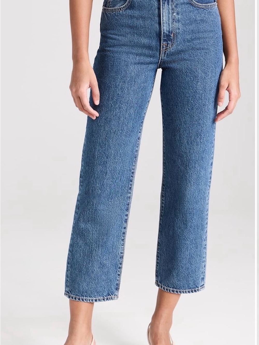 SLVRLAKE Mid-Rise London Crop Denim Jeans in Blue